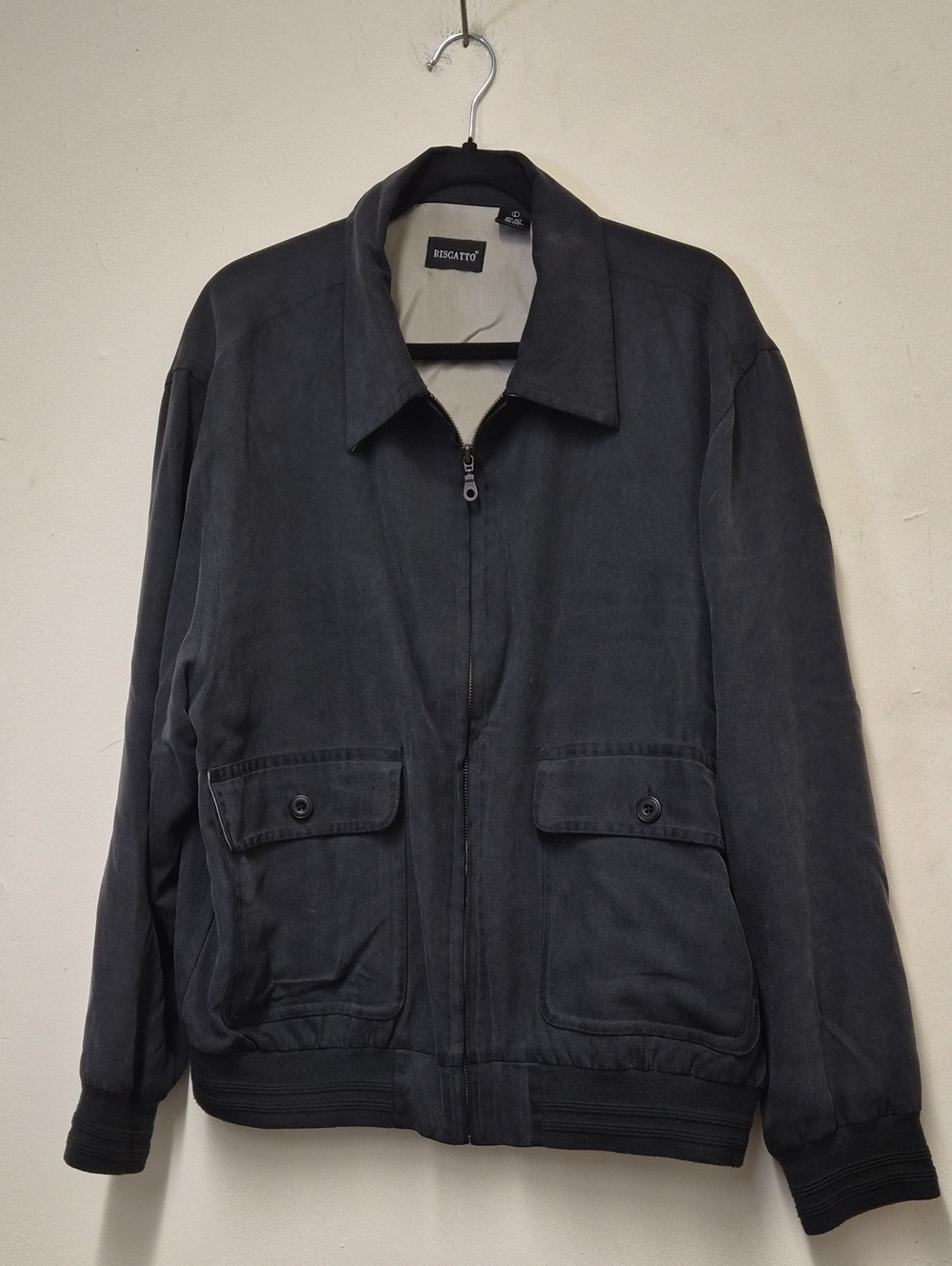 Rescatto Men's Slate Gray Bomber Jacket with Patch Pockets Size L